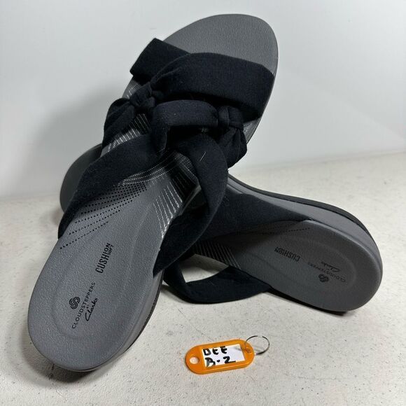 Clarks Cloud Steppers Black Arla Dristi Jersey Slide Sandals 11M - Picture 1 of 8